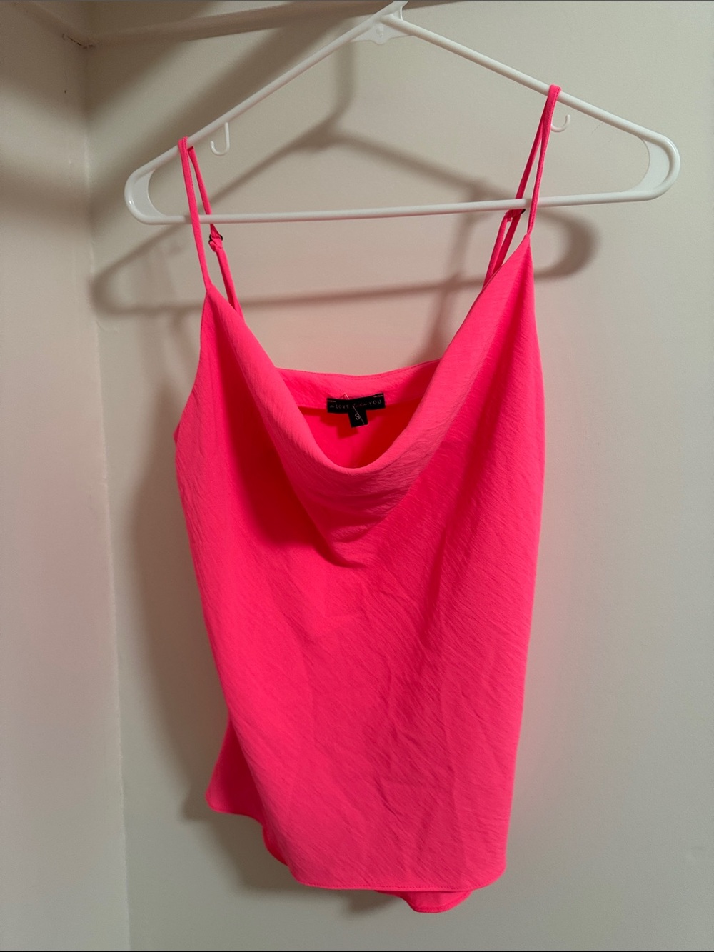 Neon Pink Cowl-Neck Spaghetti Strap Camisole